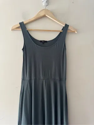 Quince Tencel Jersey Fit & Flare Dress Dark Olive Green thumbnail 4