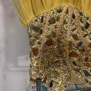 Golden princess jeweled coquette strapless tulle dress sparkle Terani Couture thumbnail 9