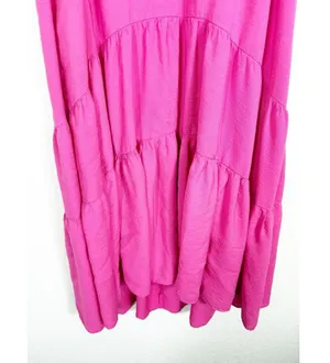 Anthropologie Maeve Marlene Tiered Maxi Dress Medium Pink Oversized Sleeveless thumbnail 10