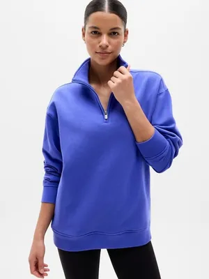 New Athleta S Forever Fleece 1/4 Zip Sweatshirt Borealis Purple Small thumbnail 1