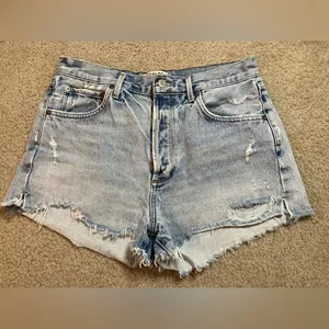 AGOLDE Jaden High Rise Distressed Denim Shorts Size 29 thumbnail 6