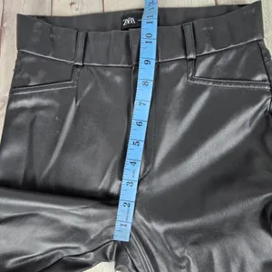 Zara Faux Leather High Rise Trousers Black Size US S thumbnail 11