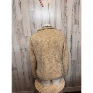 Pendleton Cream Sherpa Flannel Trim Full Zipper Teddy Coat Women’s medium thumbnail 8