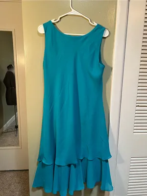 Drapers & Damons Women’s Size Medium Sleeveless Midi Dress Teal Blue Green Scoop thumbnail 5