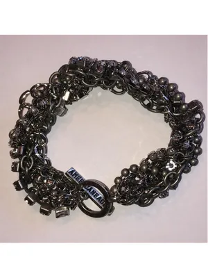 American Eagle Aged Silver Tone Boho CZ Rhinestones Multi Strand Bracelet thumbnail 4