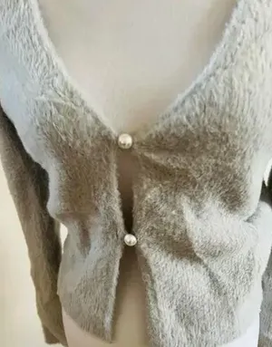 Abercrombie & Fitch Gray Fuzzy Cardigan thumbnail 5