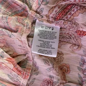 BOHO Paisley Babydoll Mini‎ Dress Size XS Orange Ruffle Festival Western Cottage thumbnail 9