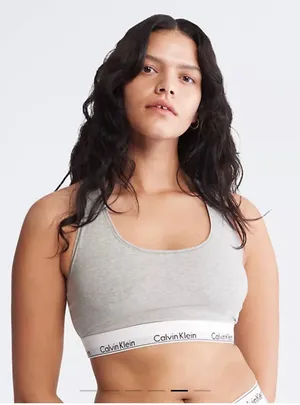Calvin Klein grey modern cotton unlined bralette thumbnail 1