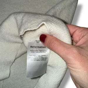 Reformation Cream Ribbed Knit Long Sleeve Top‎ Extra Fine Merino Wool thumbnail 5
