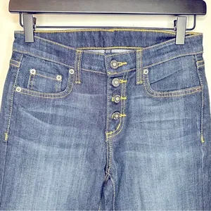 Carmar Flare Jordan Stretch Mid Rise Dark Wash Button Fly‎ Jeans Size 26 NWT thumbnail 5