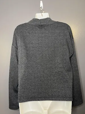 Madewell Blouse Womens Small Gray Check Mock Neck Long Sleeve Stretch Top thumbnail 5