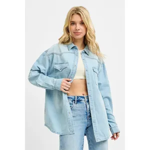 RISEN Western Yoke Style Relaxed Fit Denim Shirts -‎ Light - Small thumbnail 4