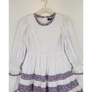 Tuckernuck Pomander Place Mini Dress White Floral Tiered Fran Puff Sleeve XS thumbnail 9