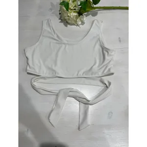 White Crop Top Sleeveless Tie Waist Heartbeeps Women's Size‎ Large thumbnail 2