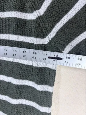 Sweater M Green Old Navy Waffle Knit Striped Crew Neck Pullover thumbnail 4