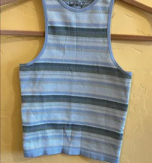 Just Polly Stripe Knit Tank Top - Blues/grays/white thumbnail 1