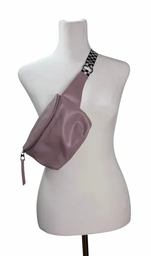 Universal Threads Mauve Faux Leather Belt Bag Checker Strap Crossbody Fanny Pack thumbnail 1