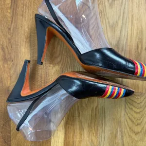 Garolini Vintage Sling Back Heels Rainbow Toe Women's 9.5N Pointed Toe Flawed thumbnail 6
