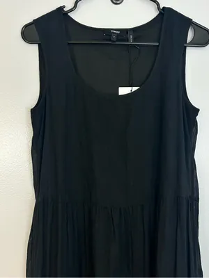 NWT Theory Black Sleevelss Cotton Tiered Boho Maxi Dress Size Small Petite thumbnail 3