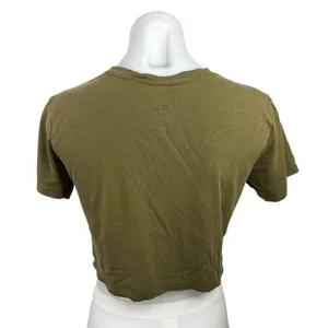 Girlfriend Collective Olive Green Crew Neck Short Sleeve Crop T Shirt Top Sz XS thumbnail 2