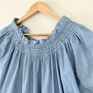 J.Crew Re-Imagined denim flowy dress with a gathered neckline Size S‎ thumbnail 5