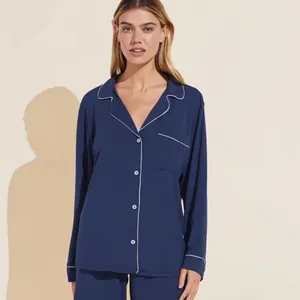 Eberjey Gisele Long Sleeve Navy Pajama Top thumbnail 2