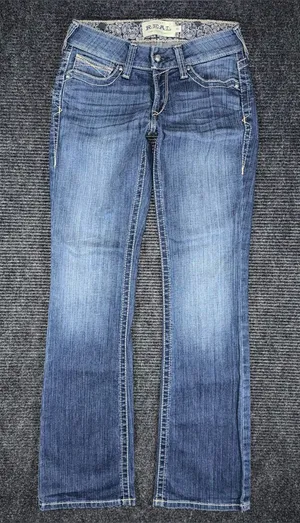 Ariat 26 x 33.5 REAL Mid Rise Stretch Original Boot Cut Blue Jeans 10011683 EUC thumbnail 1