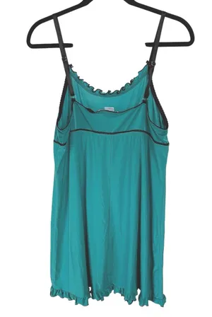 Y2K Babydoll Teal Mini Slip Dress Lolita Bows Ruffle Lingerie Kawaii Large thumbnail 3