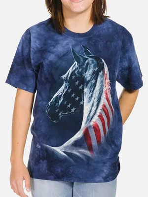 New The Mountain Majestic Horse Flat blue T-shirt size small unisex thumbnail 1