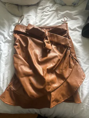 brown leather skirt thumbnail 1