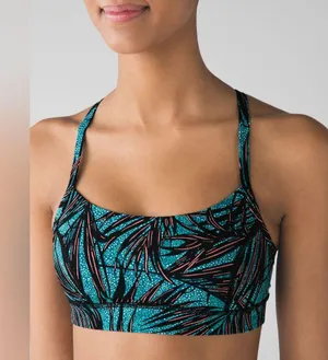 Lululemon Rise and Run Bra Mini Palm Lace Tofino Teal Multi / Black size 6 thumbnail 1