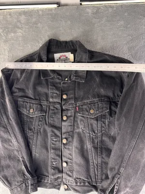 vintage 90s levi’s 77598-0260 black denim trucker jacket men’s M boxy thumbnail 12