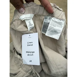 NEW H&M Linen Blend Shorts Womens Large Beige Casual Coastal Summer‎ thumbnail 4