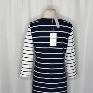 NWT!! TOMMY BAHAMA Floricita Stripe Shift Dress Navy Blue‎ White Stripe X-Small thumbnail 10