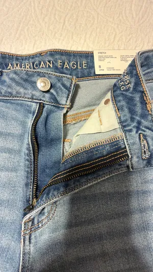 American Eagle Outfitters Light Blue Wide-Leg Cargo Jeans thumbnail 7