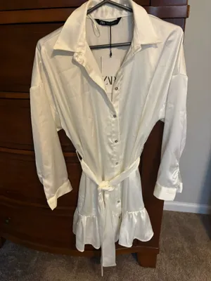 Zara silk button down dress  thumbnail 1