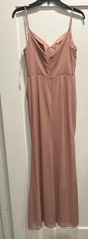 Azazie pink polyester maxi dress in a size 4 thumbnail 2