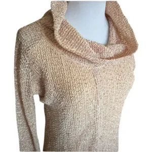 Womens Altard State Oatmeal Metallic Fleck Knit Cowl Neck Tunic Dress - Sz L thumbnail 2