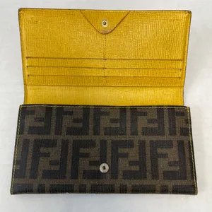 Fendi Tobacco/Yellow Zucca Coated Canvas & Leather Long Wallet - Preowned thumbnail 3