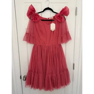 Ivy City Co Serine Dress Women’s Size Small Pink Ruffle Tiered Bows Sweetheart thumbnail 2