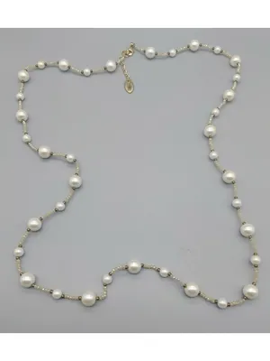 RUSH by Denis & Charles 44” Faux Pearl Crystal Bead Flapper Length Necklace thumbnail 7