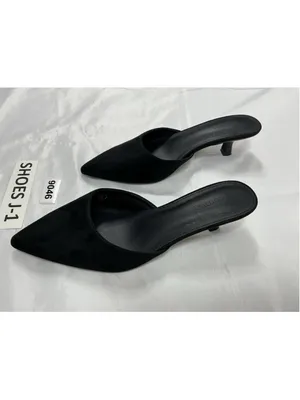Womans Excellent Coutgo Slip On Mules 9 Black Pointed Toe Kitten Heel thumbnail 3