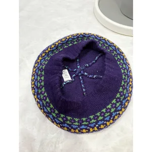 Joe Boxer Purple Fair Isle Knit Beret Hat OSFM Acrylic Boho Tam thumbnail 6