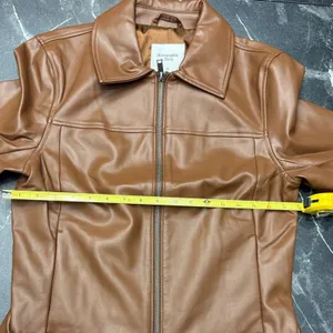Abercrombie Fitch Vegan Leather Moto Jacket Women Medium Tan Camel NWT thumbnail 8