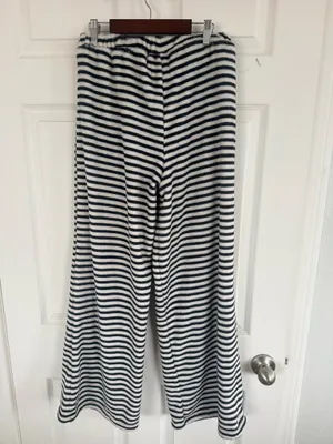 NWT MAEVE Plush Lounge Pants S Black White Stripe Wide Leg Cozy Soft Pajama thumbnail 9
