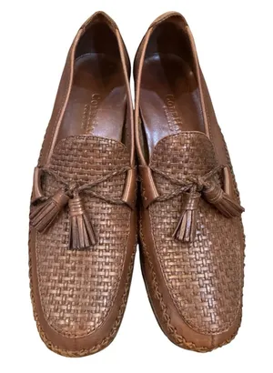 Cole‎ Haan Country Marcy Tassel Woven Brown Leather Loafers Women's Size 8.5 AA thumbnail 1