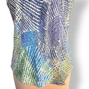 Jams World Hibiki Tank Top Large Blue Green Yellow Abstract Print Rayon‎ Hawaii thumbnail 3
