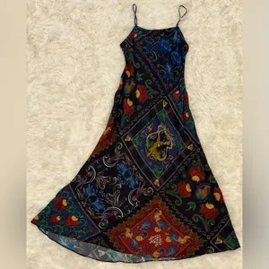 NEW FARM Rio Snakes Bouquet Maxi Slip black and navy Dress sz M thumbnail 4