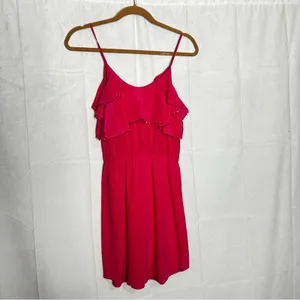 Rebecca Taylor Pink Silk Sequin Ruffle Spaghetti Strap Sleeveless Mini‎ Dress 0 thumbnail 2