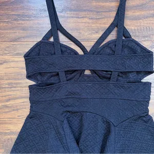 Free People • Royalty Peplum Top black quilted jacquard knit strappy tank cutout thumbnail 9
